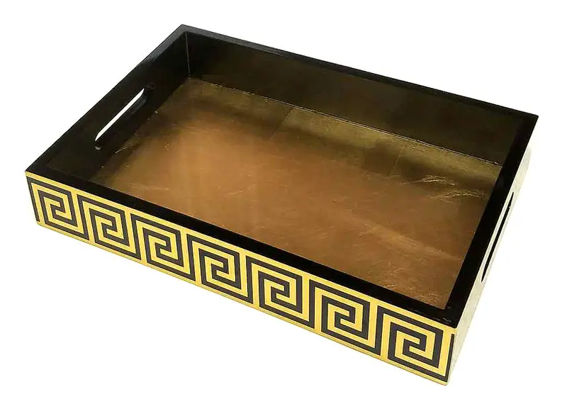 14.25" Roman-Inspired Wooden Serving Tray With Classic Carved Detailing 1