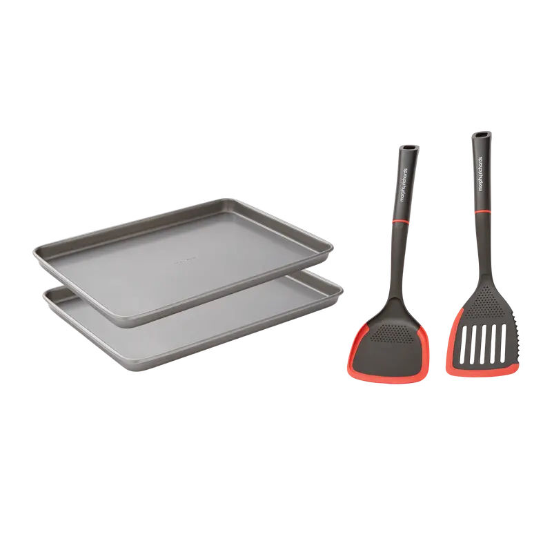 15" × 10" Oven Tray Bundle With Slotted And Solid Turner Set 1