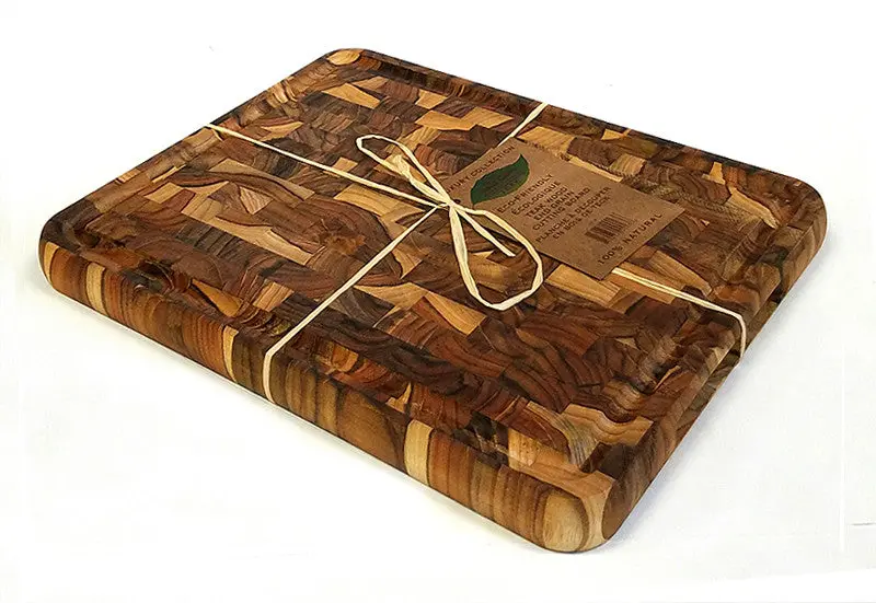 15" X 12" Teak Butcher Block Board With Juice Groove & Ergonomic Handle 1