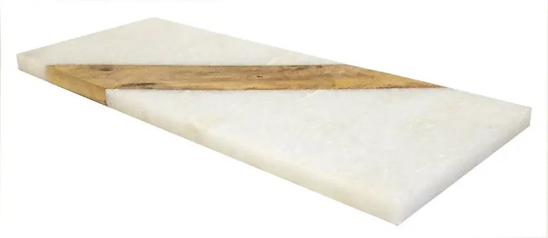 15" X 6" French Marble And Mango Wood Serving Board 1