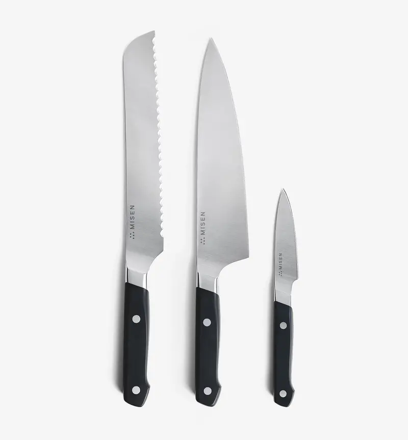 3-Piece Acuto440 Knife Set – Essential Chef, Paring & Utility Knives (Black Handles) 1