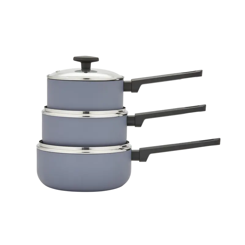 3-Piece Grey Recycled Aluminium Saucepan Set 1