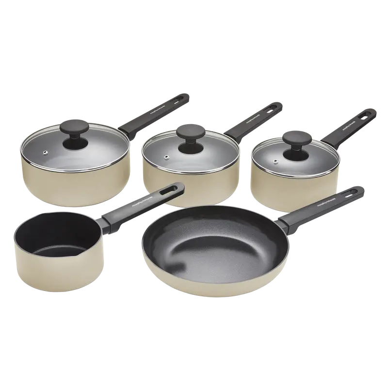 5-Piece Cream Recycled Aluminium Saucepan Set 1