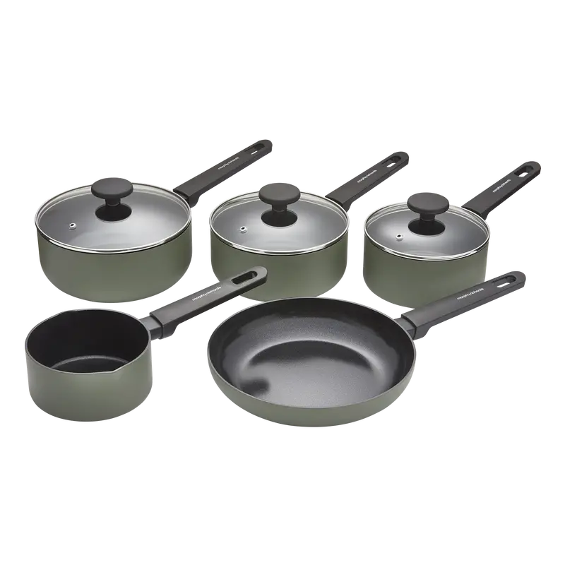 5-Piece Green Recycled Aluminium Saucepan Set 1