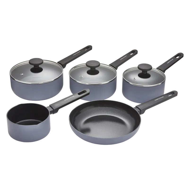 5-Piece Grey Recycled Aluminium Saucepan Set 1