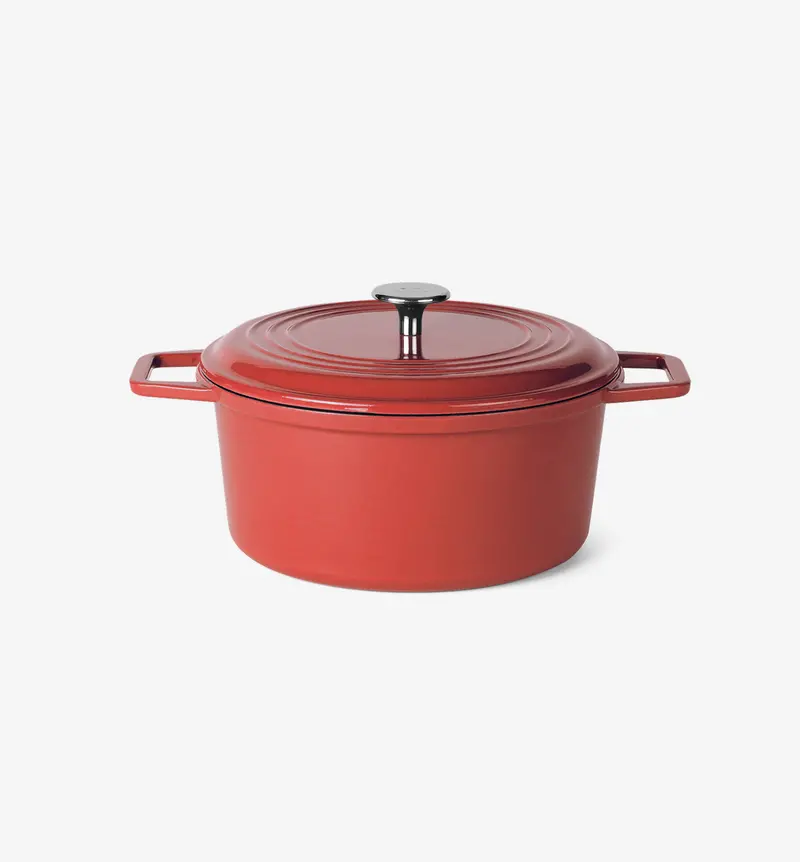 7-Quart Red Enamel Cast-Iron Dutch Oven – Traditional Lid Design (Final Sale) 1