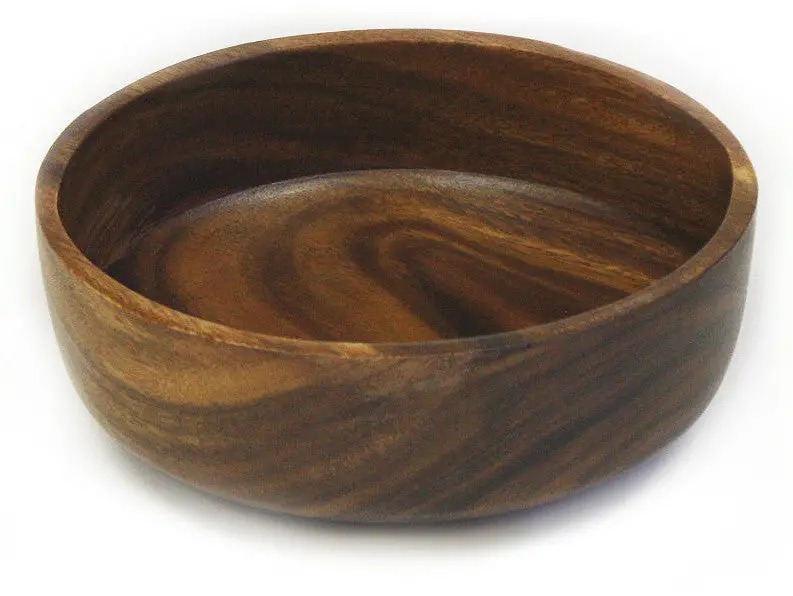 8.5-Inch Acacia Hardwood Round Bowl – Natural Wood Texture & Luster 1