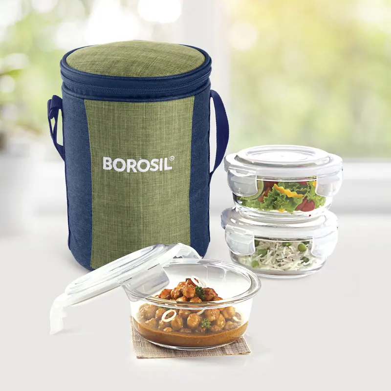 Ace Green Round Borosilicate Glass Lunch Container 1