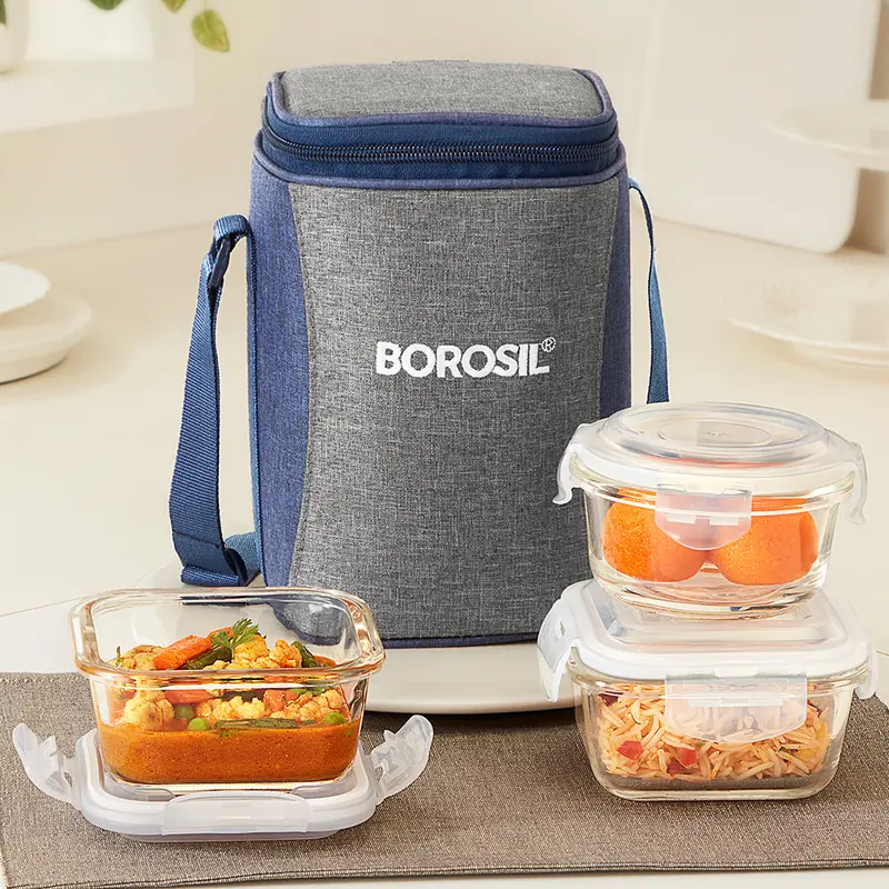 Alora Dual-Shape Glass Lunch Box – Round & Square Set With Lids 1