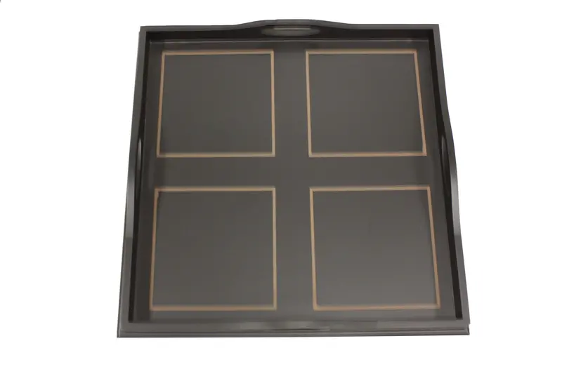 Antique Black Square Ottoman-Style Wooden Serving Tray – 23 Inch 1