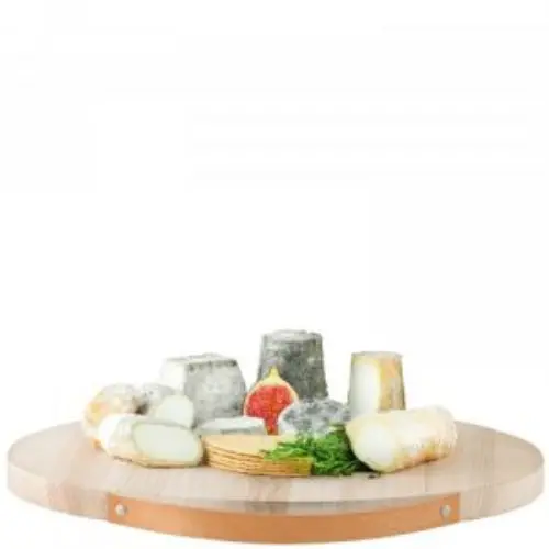 Ash Wood Utility Board With Leather Handle – 45 Cm Diameter 1
