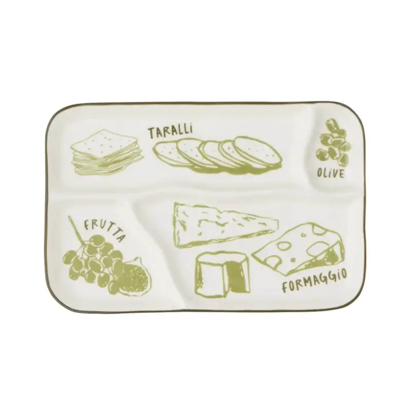 Assemble Deli Green Ceramic Divided Tray – 24 × 16 Cm 1