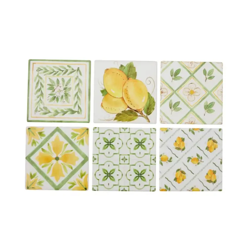 Assemble Limone Ceramic Coasters – Set Of Assorted 10 Cm Designs 1