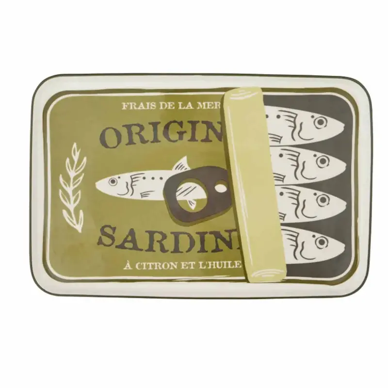 Assemble Lisbon Green Ceramic Sardine Platter – Handcrafted, 25 × 38.5 Cm 1
