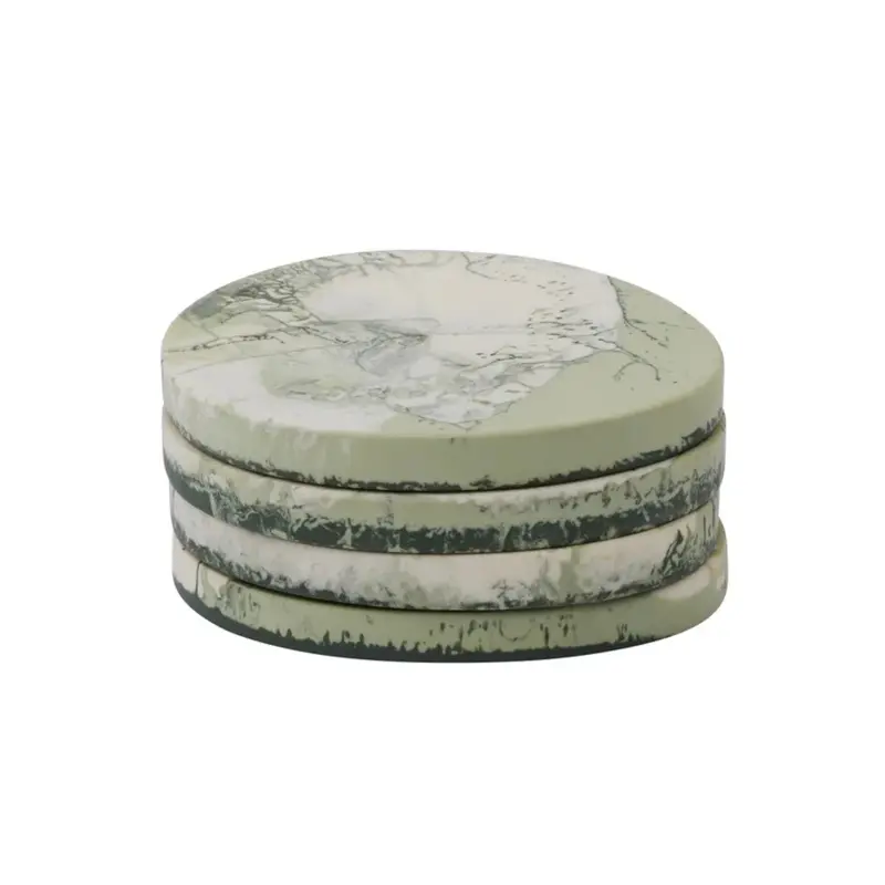 Assemble Wesley Resin Coaster Set – Sage Green, 10.5 Cm (4-Pack) 1