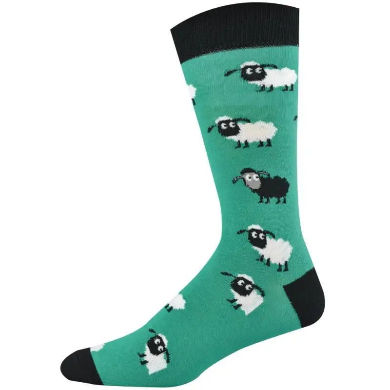 Bamboozld Sheep Green Cotton Crew Socks – Comfort-Fit Design 1