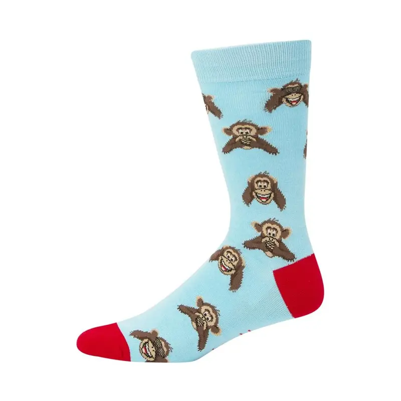 Bamboozld Sky Blue Monkey-Themed Crew Socks 1
