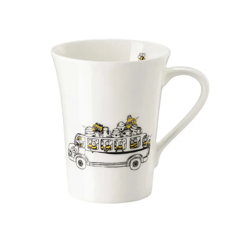 Bees On The Road Illustrated Ceramic Mug 1