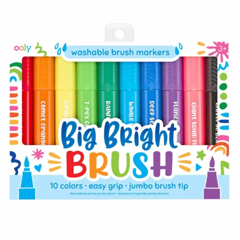 Big Bright Brush Tip Markers – Ooly 10-Color Art Supply Set 1