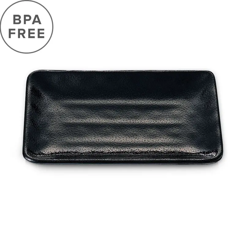 Black Grainy Melamine Rectangular Plate – 8" × 5.75" 1