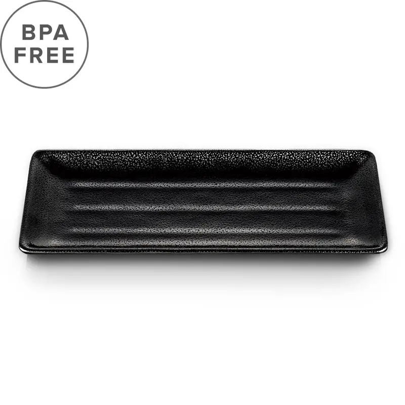 Black Grainy Melamine Rectangular Serving Plate – 11.9" × 5" 1