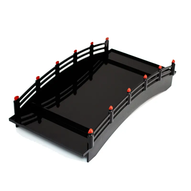 Black Morikomi-Style Sushi Serving Bridge – Traditional Japanese Presentation Stand 1
