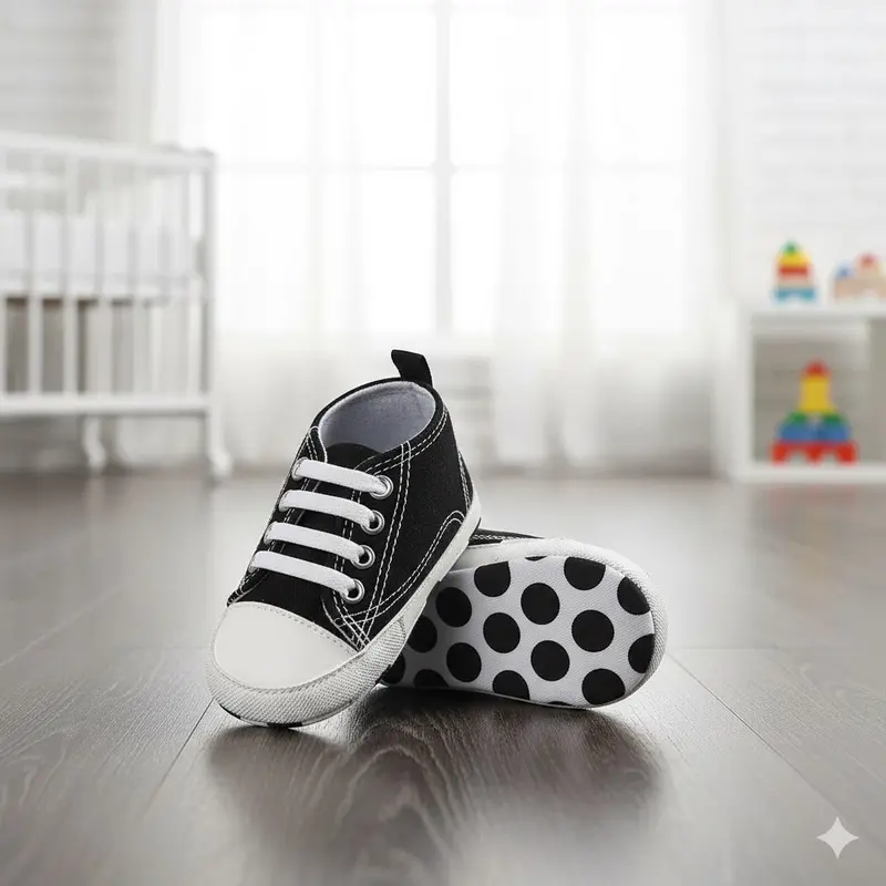 Black Polka Dot Sneakers For Infants 1
