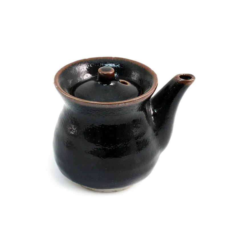 Black Soy Sauce Dispenser With Brown Accents – 7.5 Fl Oz, Ergonomic Pour Spout 1