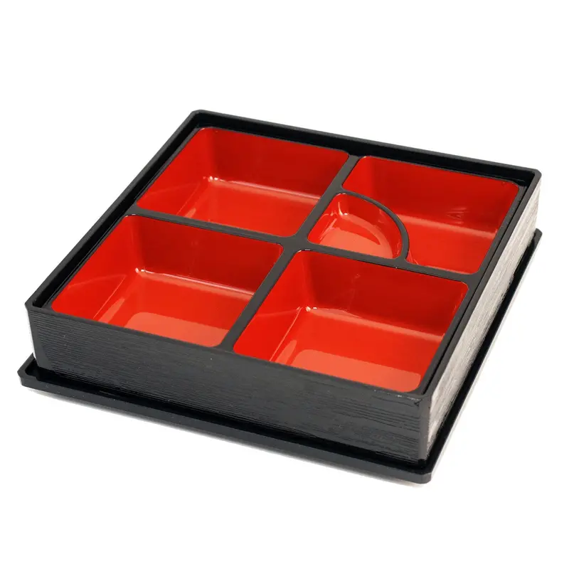 Black Square Shokado Bento Box – 10.12" X 10.12" Traditional Partitioned Container 1