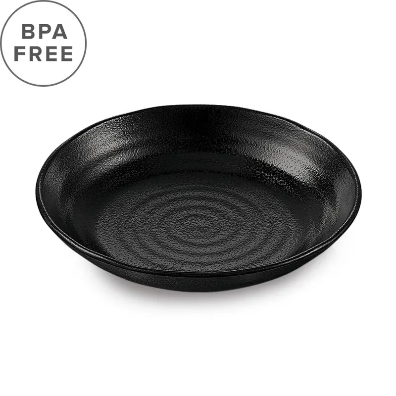 Black Textured Melamine Deep Dinner Plate – 9" Diameter 1