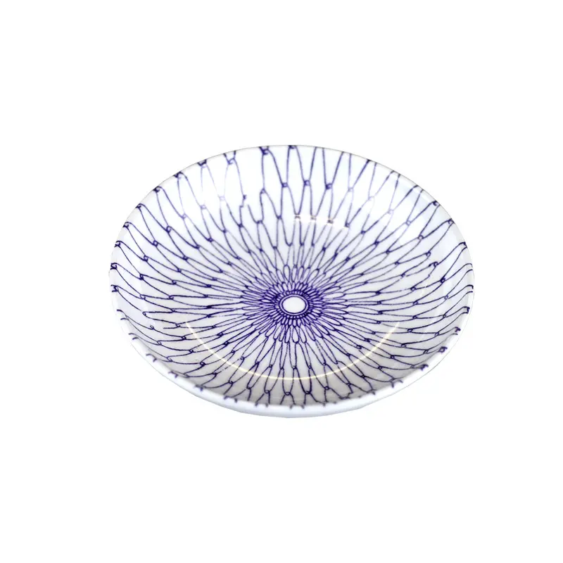 Blue Melamine Soy Sauce Dish With Mesh Line Design – 3.75 Inch Diameter 1