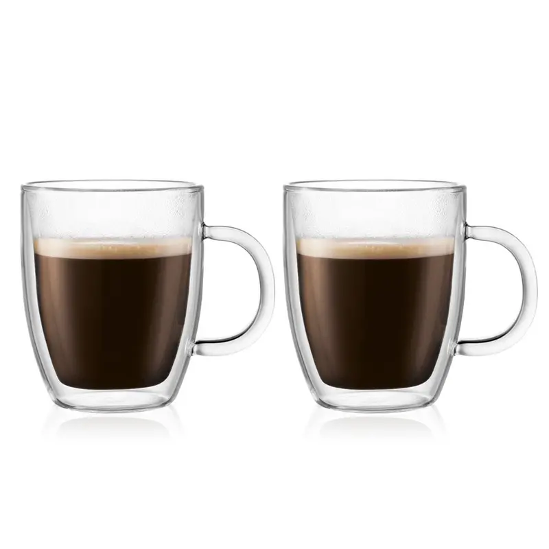 Bodum Bistro Double-Wall Glass Mugs With Handles – 300Ml, Pack Of 2 1