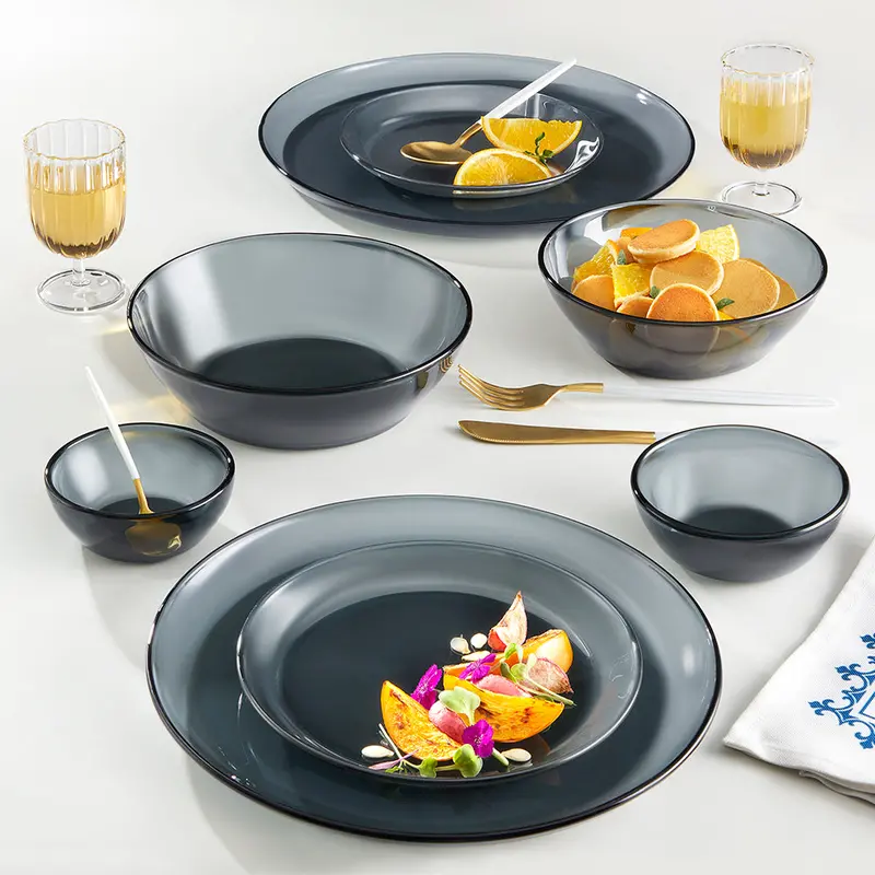 Borosil Aura 27-Piece Grey Glass Dinner Set 1