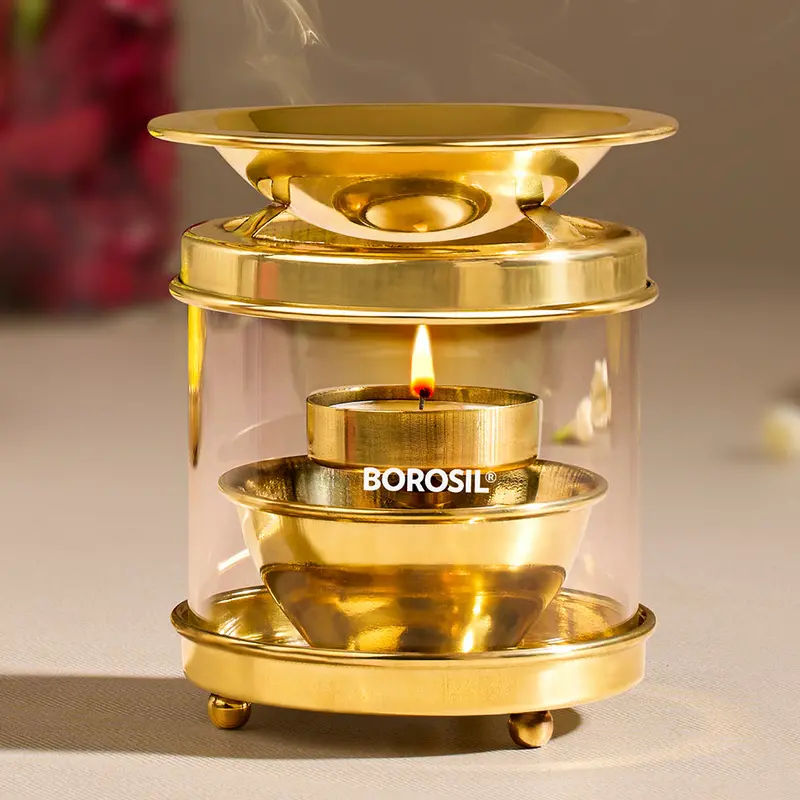 Borosil Medium Brass Essential Oil Diffuser 1