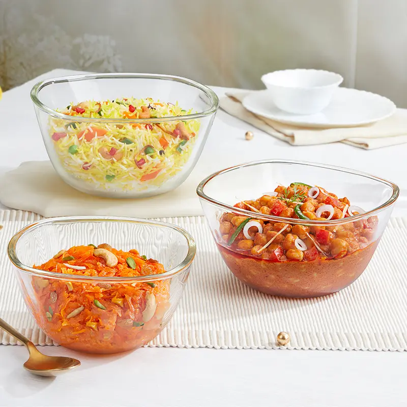 Borosil Tuff-Glass Square Mixing And Serving Bowl Collection 1