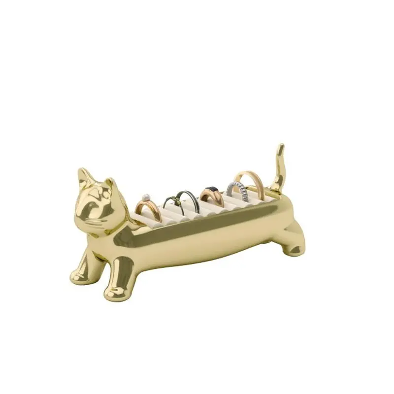 Brass Cat-Shaped Ring Organizer – Umbra Desktop Holder 1