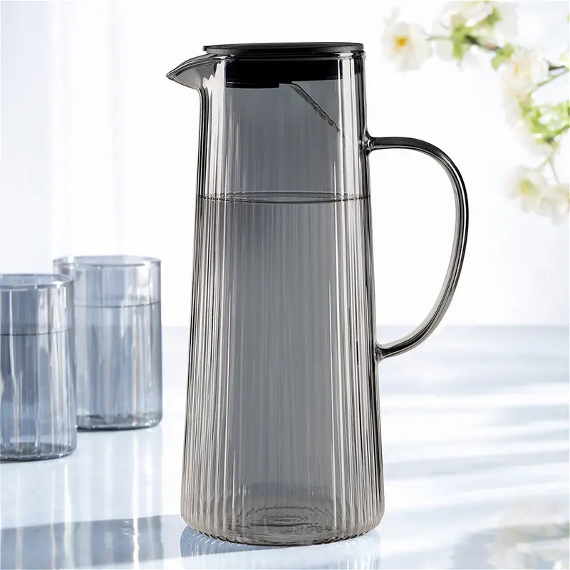 Breeze Smoked Grey Glass Pitcher With Strainer-Enabled Lid 1