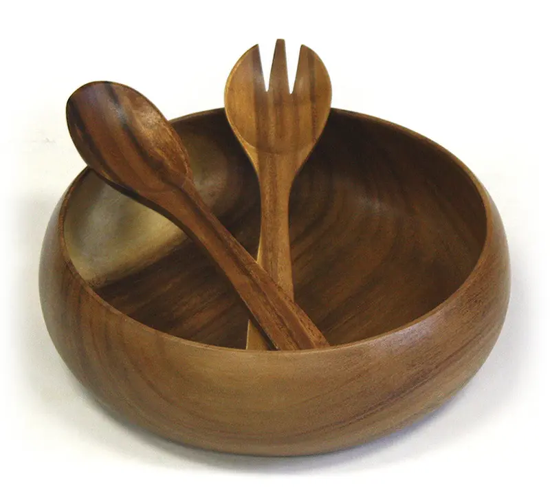 Calabash Bowl & Utensil Set – 3-Piece Acacia Wood Collection By Mountain Woods 1