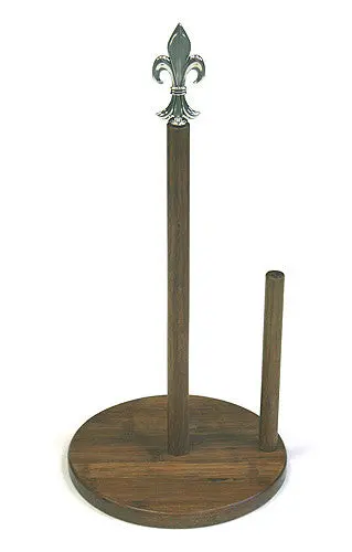 Carbonized Bamboo Paper Towel Holder With Fleur-De-Lis Ornament – 15.25-Inch Simply Bamboo Accent 1