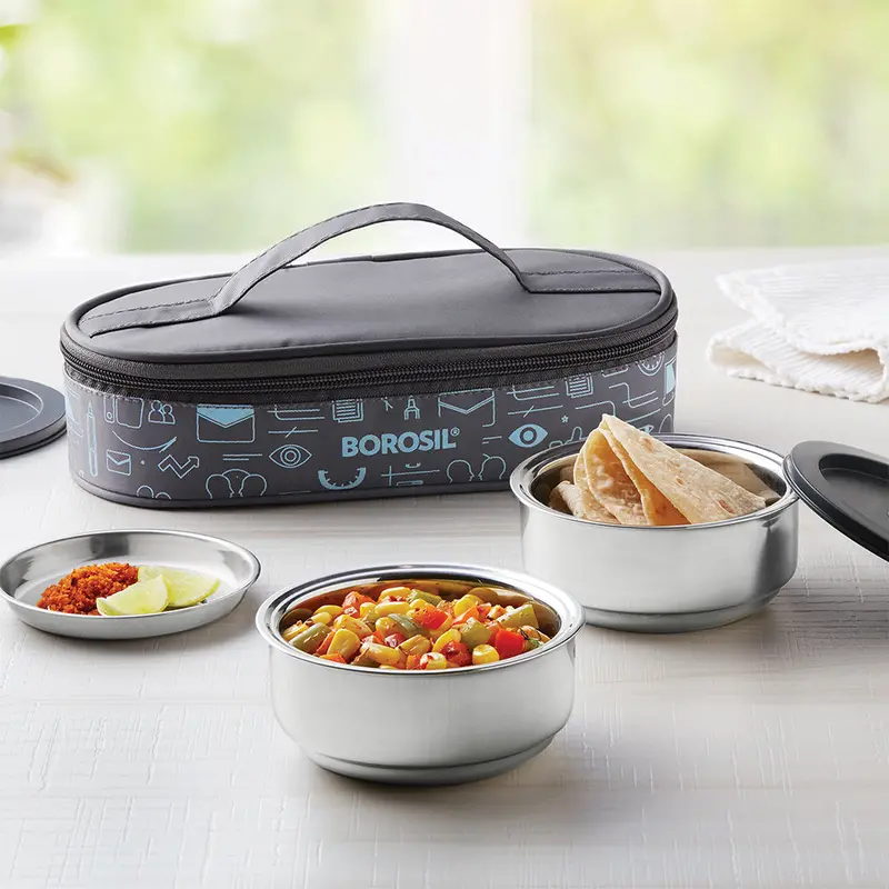 Carryfresh Insulated Round Lunchbox – Stainless Steel With Secure Clasp Lid 1