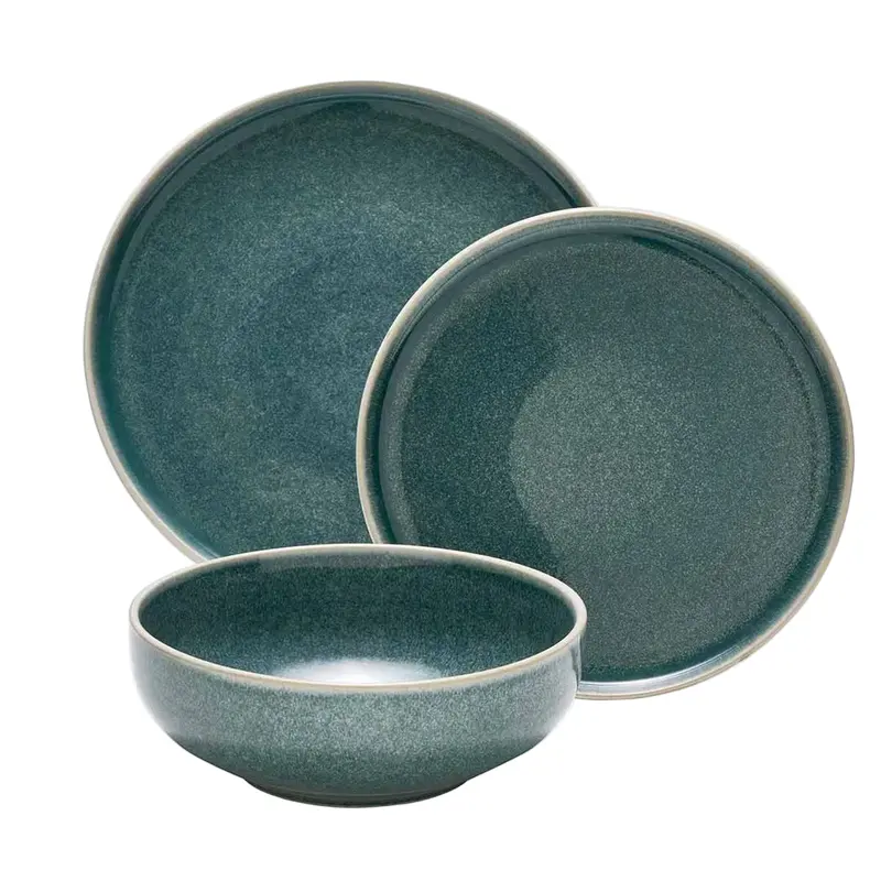 Casero Como 12-Piece Sage-Coloured Ceramic Dinnerware Set 1