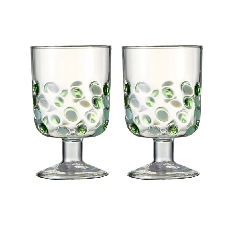 Casero Dapple Green Wine Glasses – Set Of 2, 350Ml Elegant Stemware 1