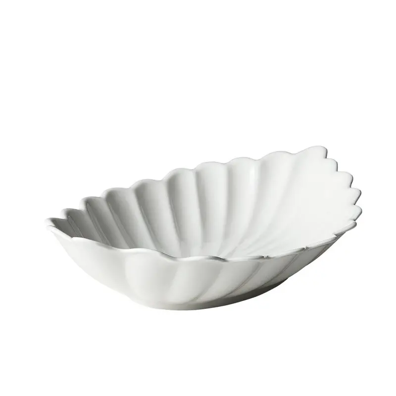 Casero Leaf-Shaped Serving Bowl – White Glazed Ceramic, 54Cm Statement Tableware Piece 1