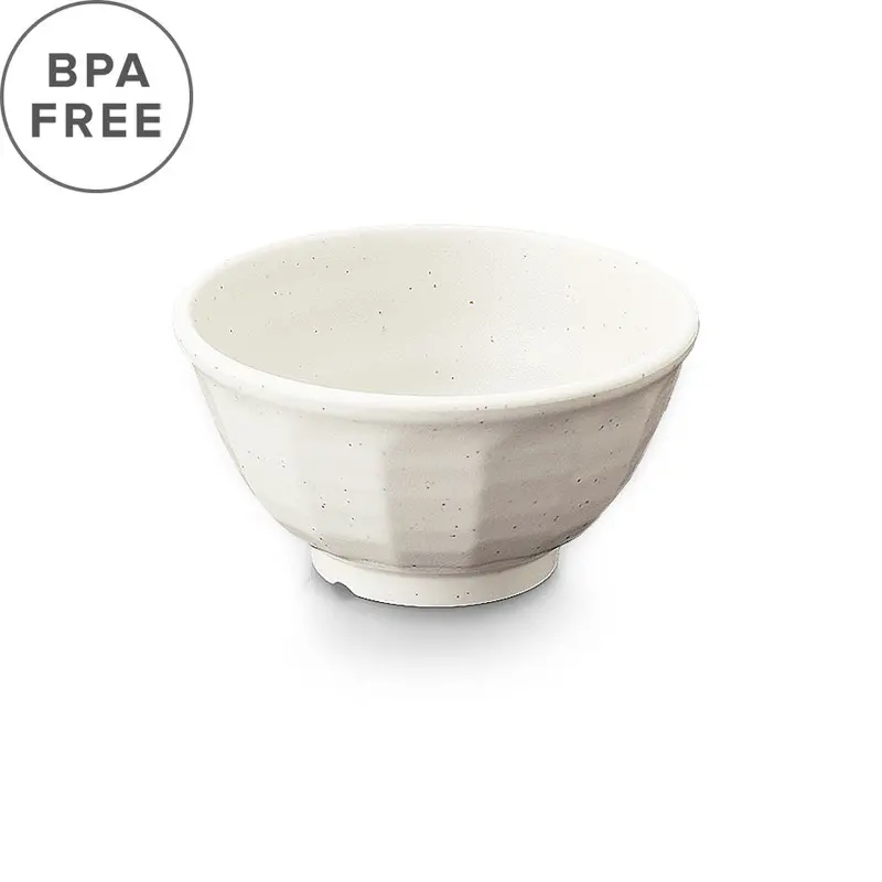 Clearance: White Grainy Melamine Rice Bowl – 17 Oz, 5.4" Beveled Edge 1