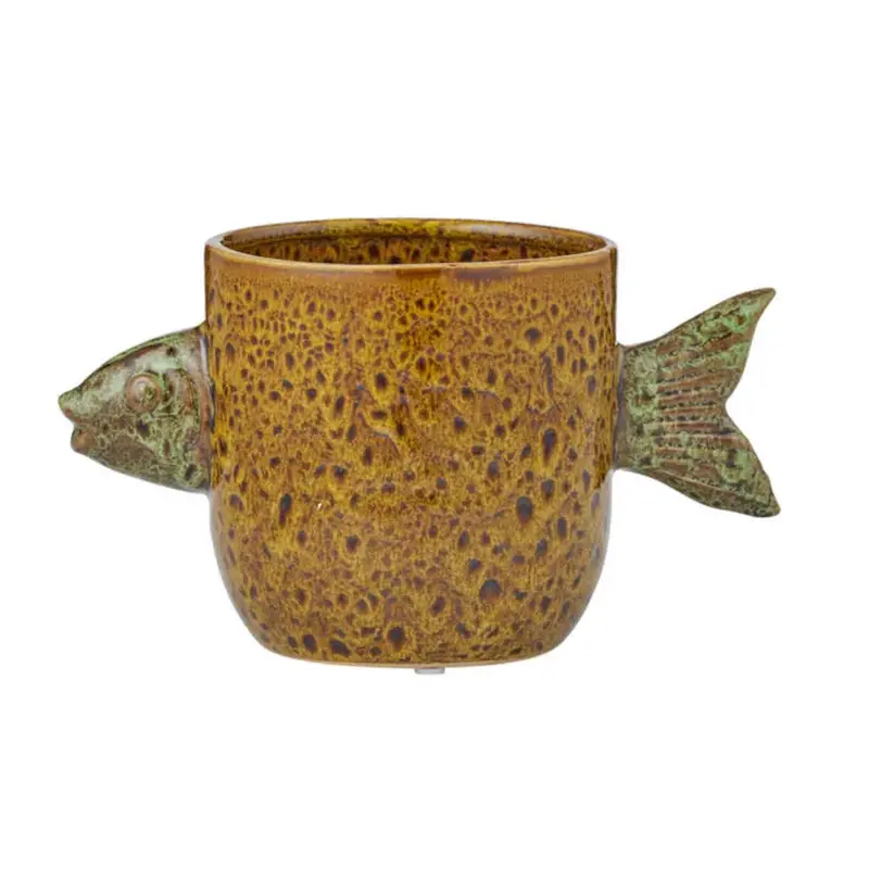 Coast To Coast Home Pescado Olive Ceramic Planter – 23 X 13 X 13.5Cm 1
