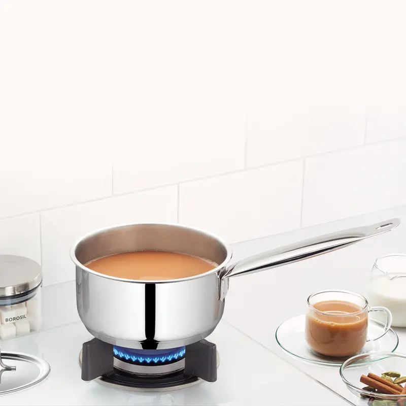 Cookfresh Stainless Steel Saucepan – Compact 1.5L Covered Pot With Helper Handle And Pour Spout 1