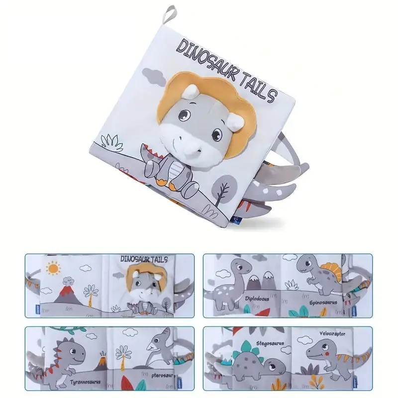 Dinosaur-Themed Cloth Book – 3D Tactile Tail Sensory Book For Babies 1