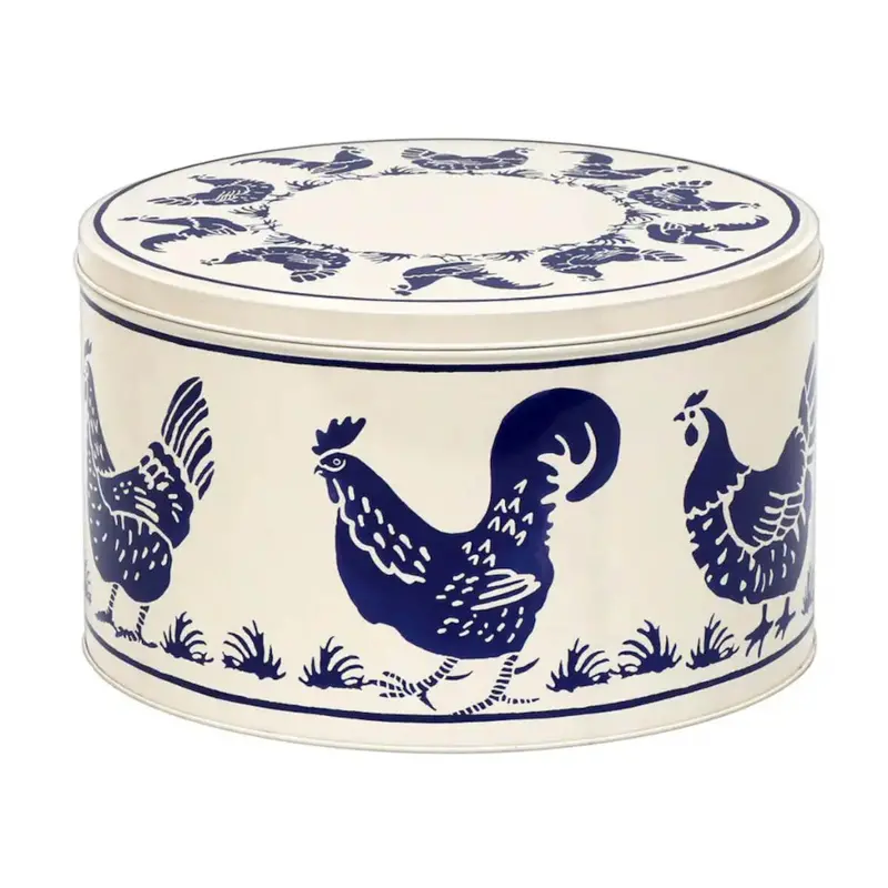 Emma Bridgewater Hen Motif Large Blue Round Kitchen Tin 1