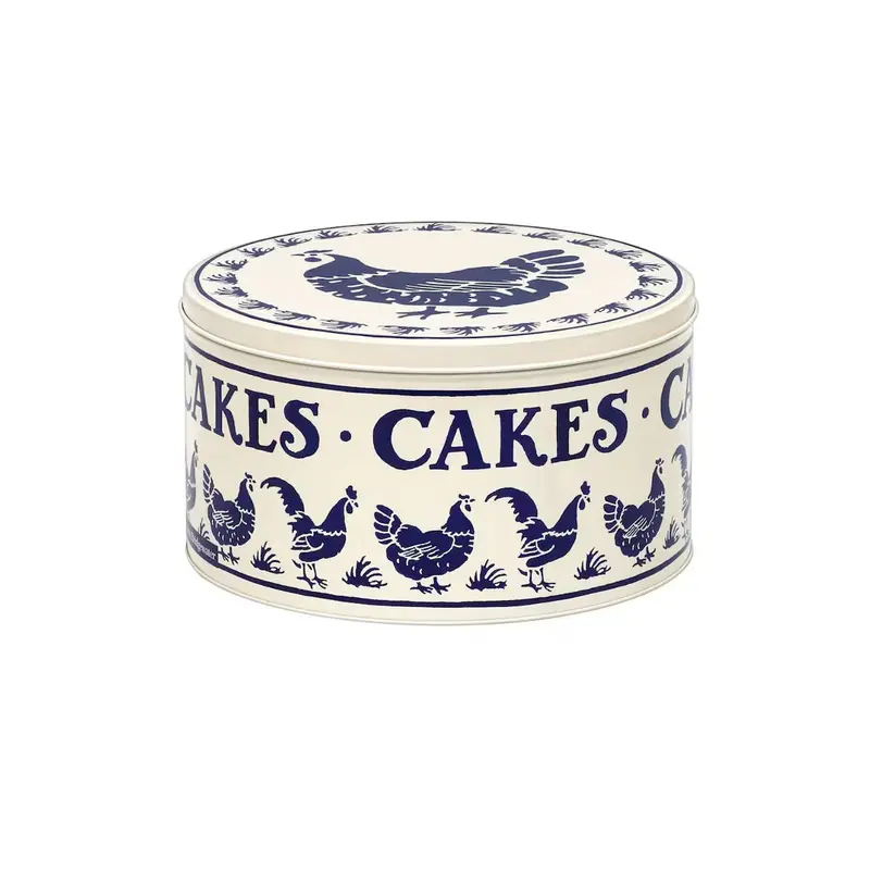 Emma Bridgewater Hen Pattern Medium Blue Round Tin 1