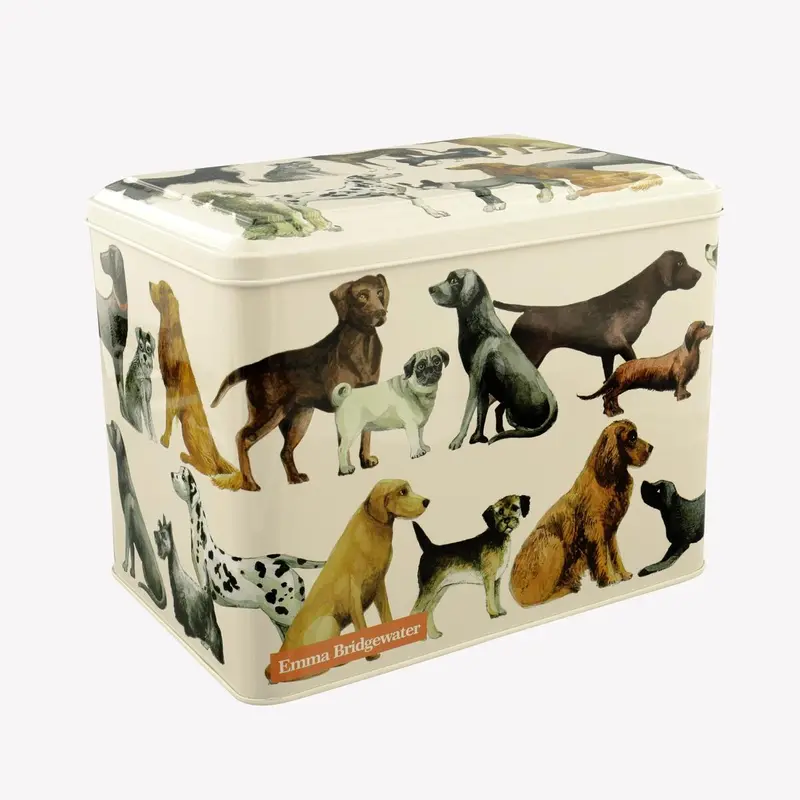 Emma Bridgewater Illustrated Dog-Shaped Treat Storage Tin 1